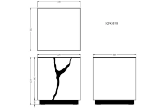 Журнальный стол KFG198, 55x55x61, МДФ, зеркало с золотым декором
