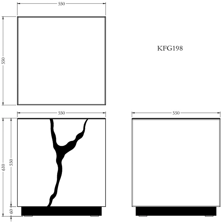 Журнальный стол KFG198, 55x55x61, МДФ, зеркало с золотым декором