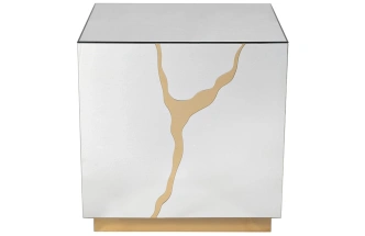 Журнальный стол KFG198, 55x55x61, МДФ, зеркало с золотым декором