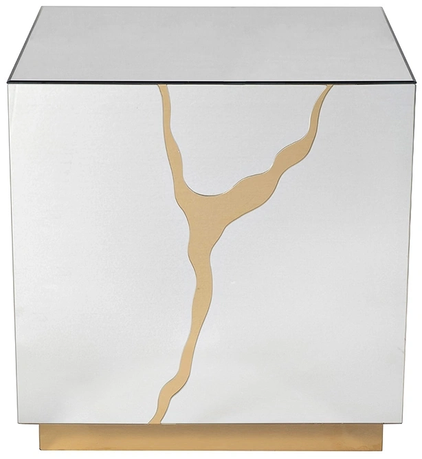 Журнальный стол KFG198, 55x55x61, МДФ, зеркало с золотым декором