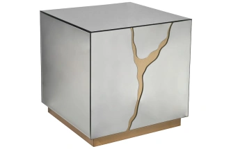 Журнальный стол KFG198, 55x55x61, МДФ, зеркало с золотым декором