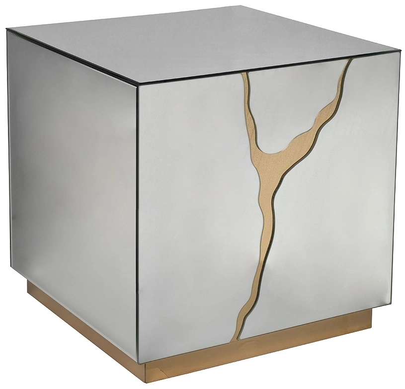 Журнальный стол KFG198, 55x55x61, МДФ, зеркало с золотым декором