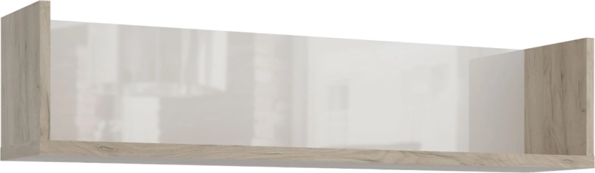 Полка навесная Альянс, 101x23x21, Дуб крафт / Белый глянец