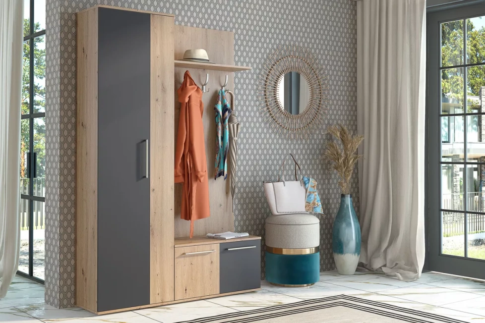 Прихожая Итон, Дуб дикий/Черный