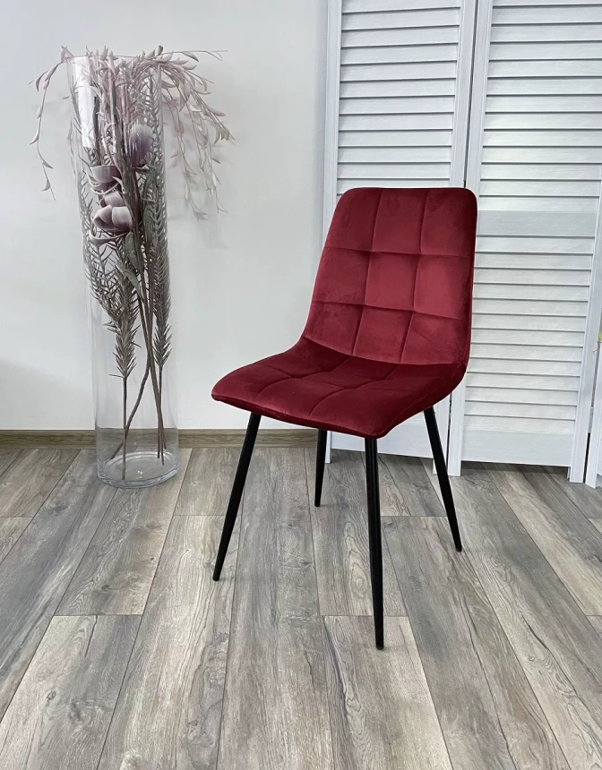 Стул Bari, мягкий, UF910-11 wine red, велюр, черный каркас