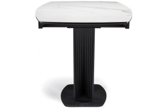 Обеденный раздвижной стол Вейл, 140(180)х80, керамика, белый мрамор / черный