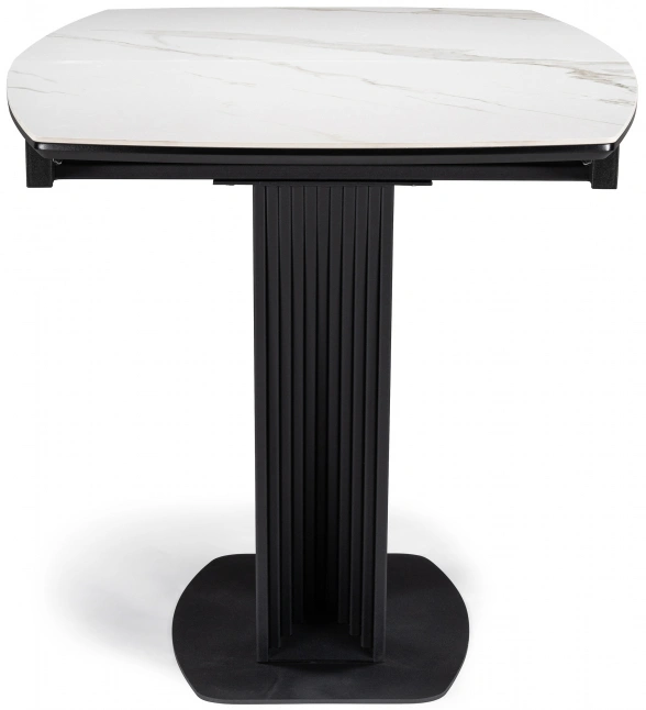 Обеденный раздвижной стол Вейл, 140(180)х80, керамика, белый мрамор / черный