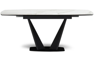 Обеденный раздвижной стол Вейл, 140(180)х80, керамика, белый мрамор / черный