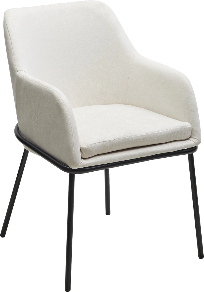 Стул Алистер, мягкий, Rain 1 молочный велюр, черный каркас