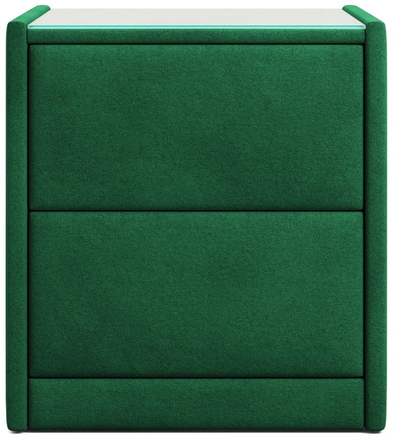 Тумба прикроватная Аризона, мягкая, с ящиками, велюр, мора зеленый