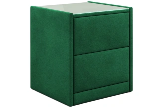 Тумба прикроватная Аризона, мягкая, с ящиками, велюр, мора зеленый