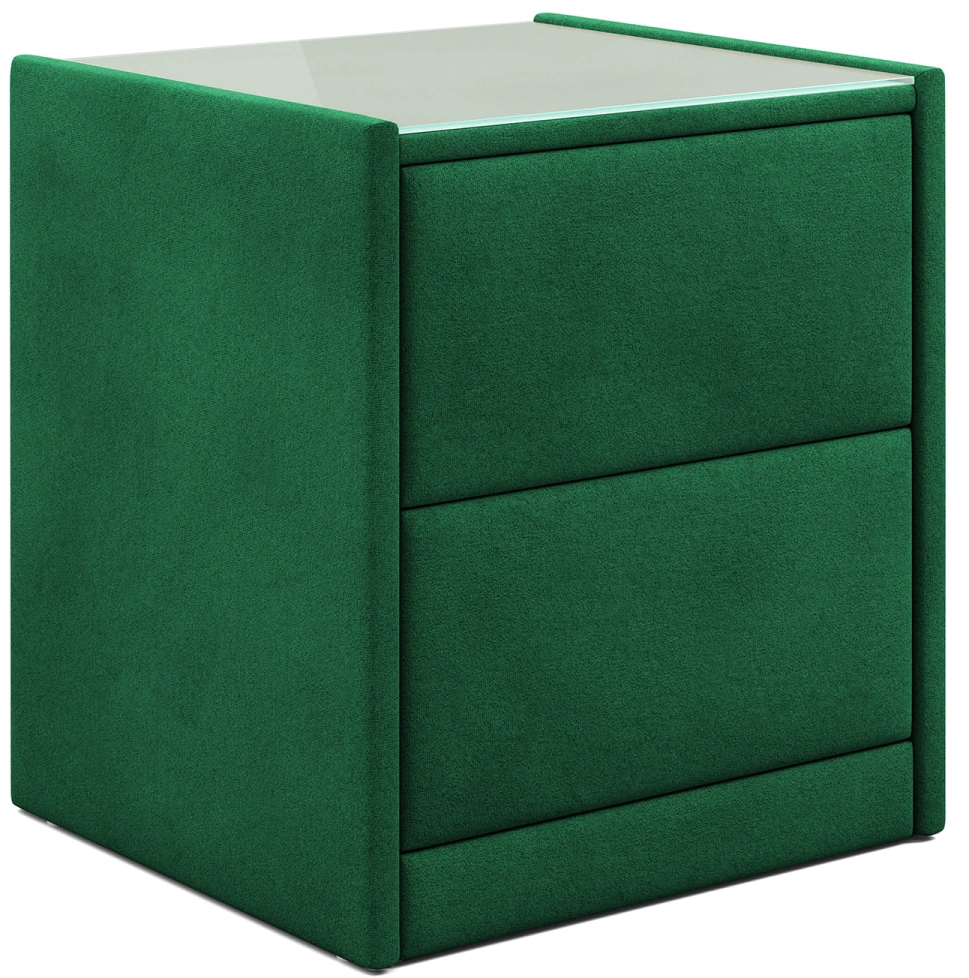 Тумба прикроватная Аризона, мягкая, с ящиками, велюр, мора зеленый