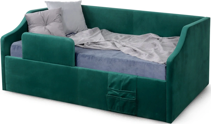 Кровать односпальная Дрим СТАНДАРТ, велюр Мора зеленый