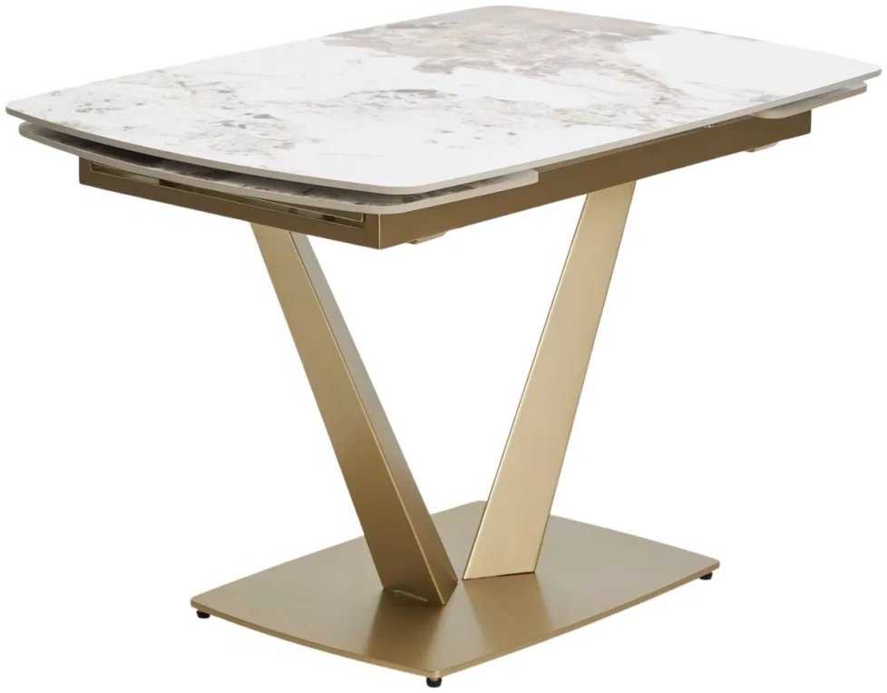 Кухонный стол раздвижной Alatri 120, Gloss Luxury Pandora Solid Ceramica, шампань