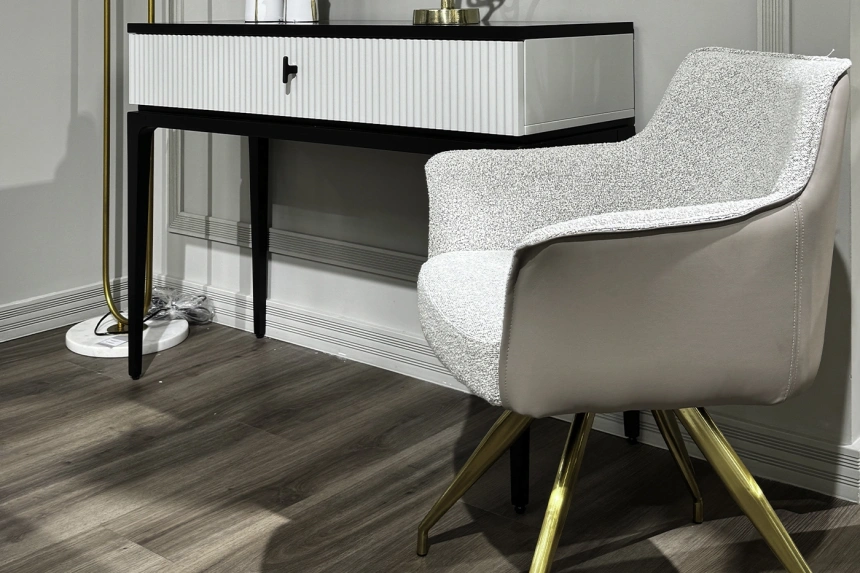 Стул 30C-12870, поворотный, букле, экокожа, белый