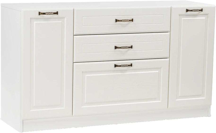 Комод Ливерпуль, с тремя ящиками, белый / ясень ваниль
