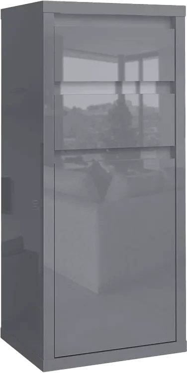 Комод Норден, с двумя ящиками и дверью, Серый глянец