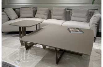 Журнальный стол Space, 60x60x55, МДФ, стекло, серый / бронза