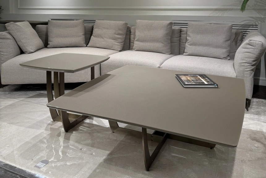 Журнальный стол Space, 60x60x55, МДФ, стекло, серый / бронза