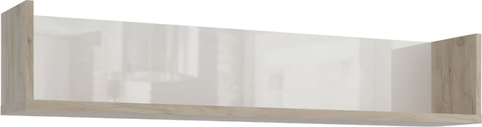 Полка навесная Альянс, 119x23x21, Дуб крафт / Белый глянец