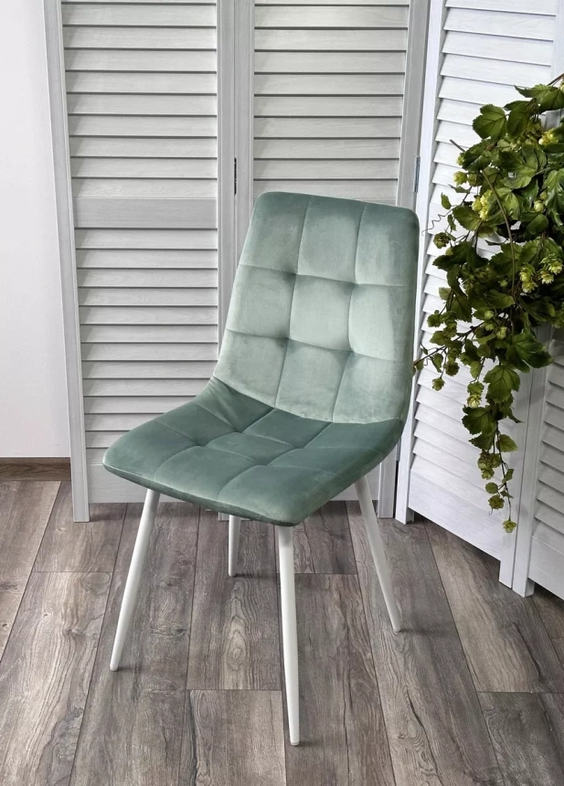 Стул Bari, мягкий, UF910-15 light green, велюр, белый каркас