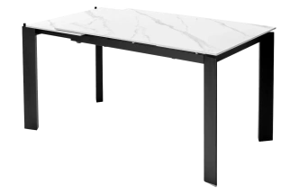 Кухонный стол раздвижной Corner 120, Matt White Marble Solid Ceramic, Black