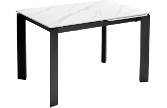 Кухонный стол раздвижной Corner 120, Matt White Marble Solid Ceramic, Black