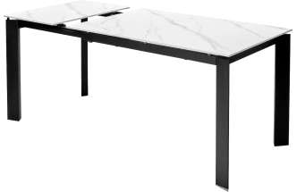 Кухонный стол раздвижной Corner 120, Matt White Marble Solid Ceramic, Black