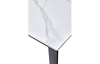 Кухонный стол раздвижной Corner 120, Matt White Marble Solid Ceramic, Black