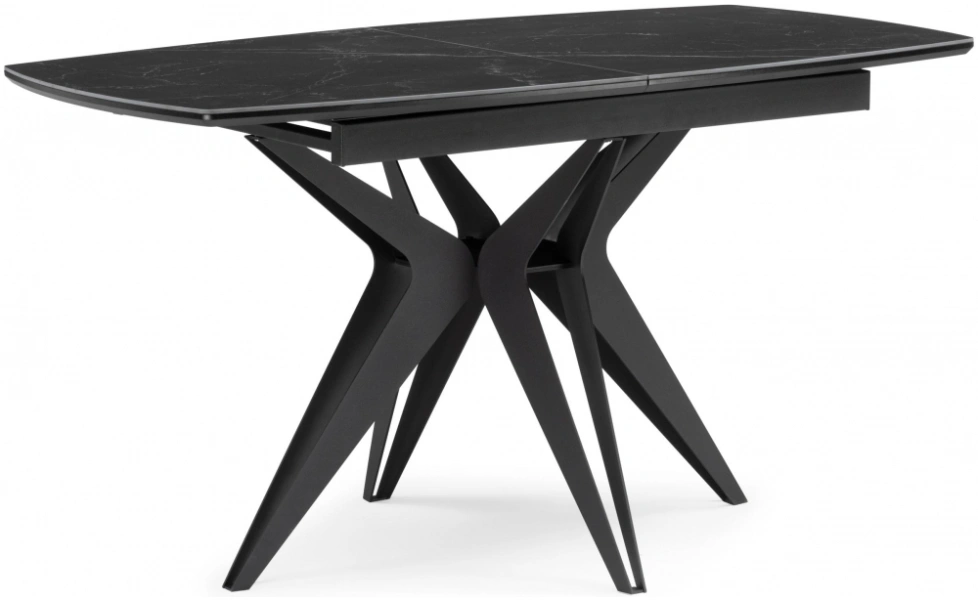 Обеденный раздвижной стол Риполь, 140(180)х80х75, керамика, черный мрамор / черный