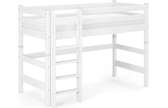 Полувысокая детская кровать Соня-5, с прямой лестницей, белый