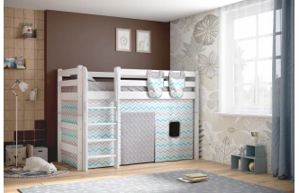 Полувысокая детская кровать Соня-5, с прямой лестницей, белый