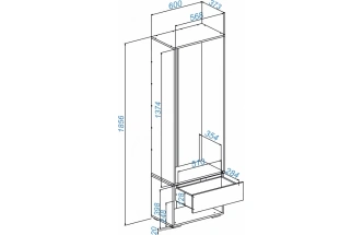 Готовая прихожая Роут, узкая, белый / графит