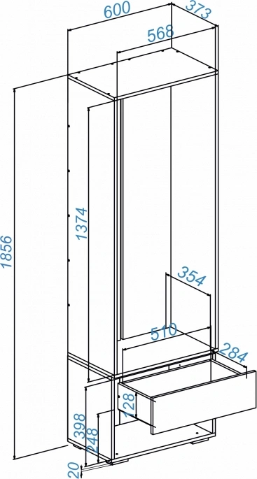 Готовая прихожая Роут, узкая, белый / графит
