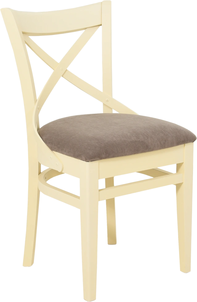 Стул Соло Венский, деревянный, браво браун велюр, каркас слоновая кость