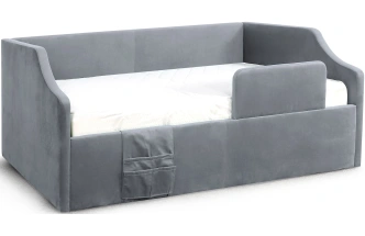 Кровать односпальная Дрим СТАНДАРТ, велюр Мора серый