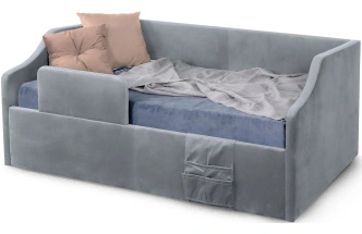 Кровать односпальная Дрим СТАНДАРТ, велюр Мора серый