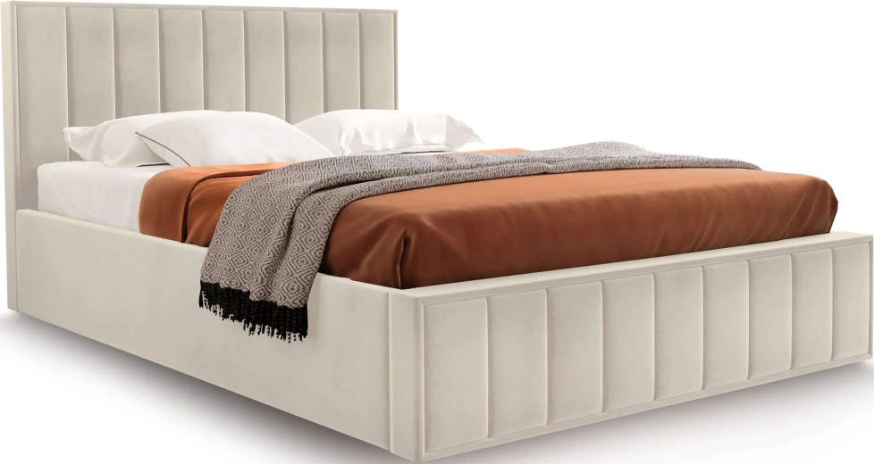 Кровать Женева 180, двуспальная, мягкая, мора бежевый