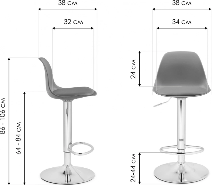 Барный стул Soft, пластик / экокожа белый / хром
