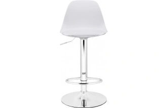 Барный стул Soft, пластик / экокожа белый / хром