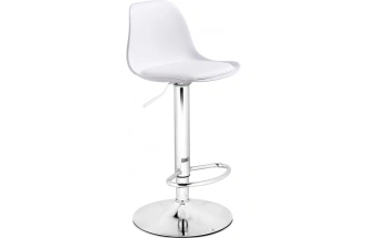 Барный стул Soft, пластик / экокожа белый / хром