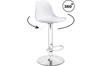 Барный стул Soft, пластик / экокожа белый / хром