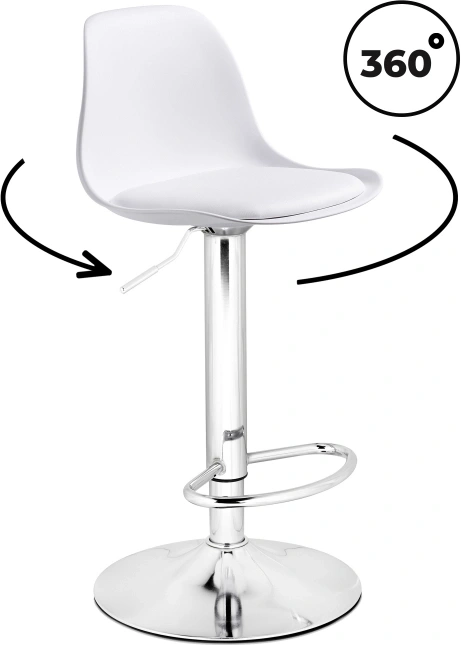 Барный стул Soft, пластик / экокожа белый / хром