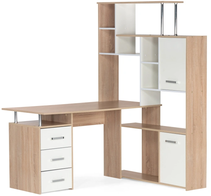 Стол компьютерный правый КС-15, дуб сонома / белый