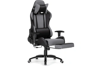 Игровое кресло Tesor, с подставкой для ног, черный / серый