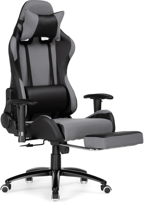 Игровое кресло Tesor, с подставкой для ног, черный / серый