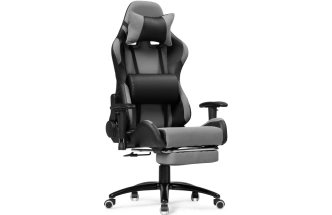 Игровое кресло Tesor, с подставкой для ног, черный / серый