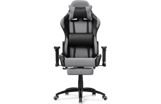 Игровое кресло Tesor, с подставкой для ног, черный / серый