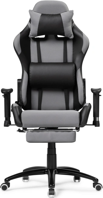 Игровое кресло Tesor, с подставкой для ног, черный / серый
