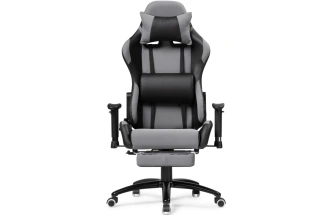 Игровое кресло Tesor, с подставкой для ног, черный / серый